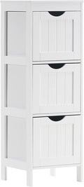 Reettic Narrow Bathroom Storage Cabinet with 3 Removable Drawers, DIY, Free Standing Side Storage Organizer for Bedroom, Living Room, Entryway, 11.8" L X 11.8" W X 35" H, Black BYSG102B Home & Garden > Household Supplies > Storage & Organization Reettic White 11.8"L x 11.8"W x 35"H 