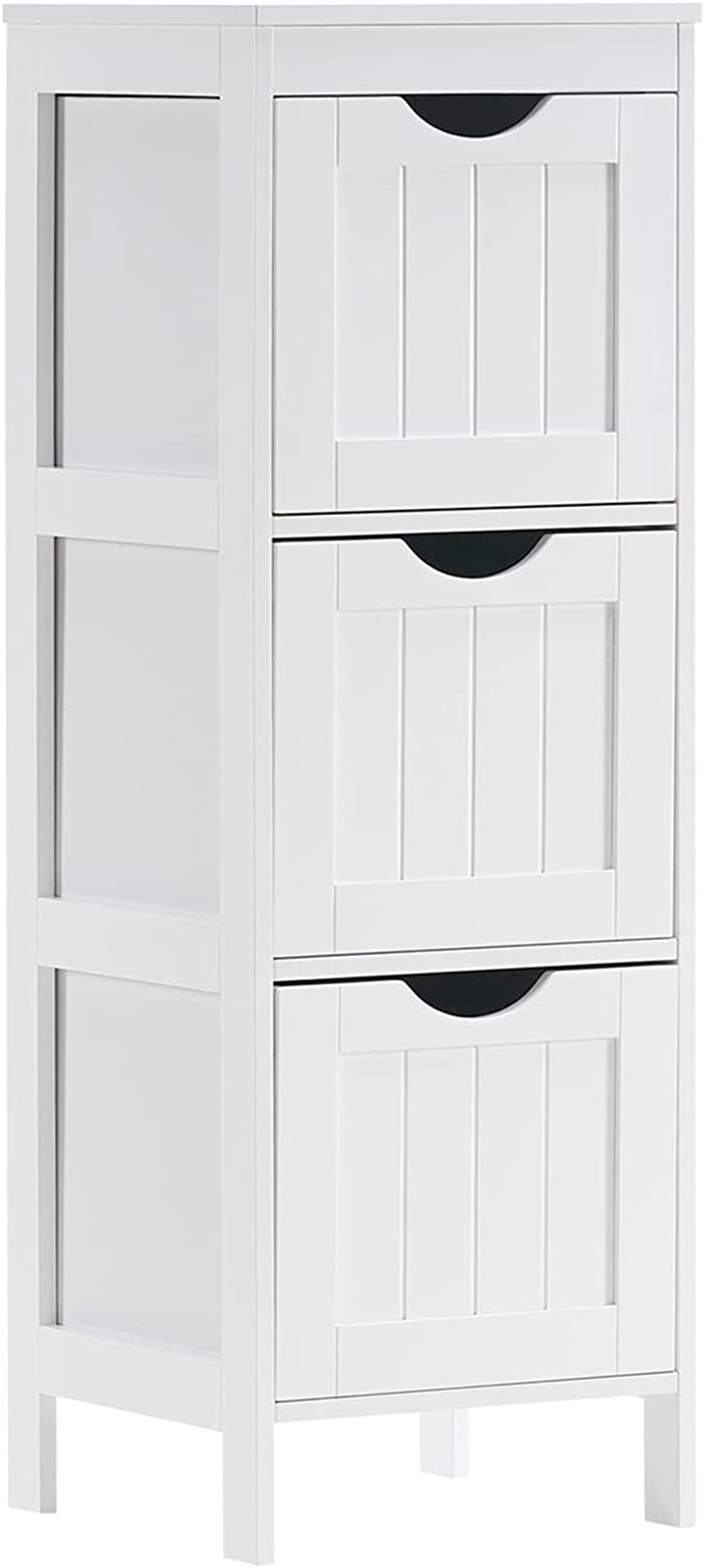 Reettic Narrow Bathroom Storage Cabinet with 3 Removable Drawers, DIY, Freestanding Side Storage Organizer for Bedroom, Living Room, Entryway, 11.8" L X 11.8" W X 35" H, Brown BYSG102Z Home & Garden > Household Supplies > Storage & Organization Reettic White 11.8"L x 11.8"W x 35"H 