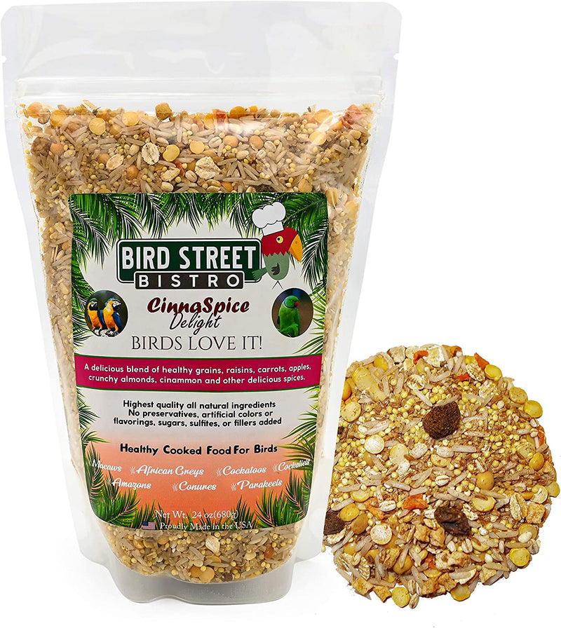 Bird Street Bistro Parrot Food - Parakeet Food - Cockatiel Food - Bird Food - Cooks in 3-15 Min W/ Natural & Organic Grains - Legumes - Non-Gmo Fruits, Vegetables, & Healthy Spices Animals & Pet Supplies > Pet Supplies > Bird Supplies > Bird Food Bird Street Bistro CinnaSpice 1.5 Pound (Pack of 1) 