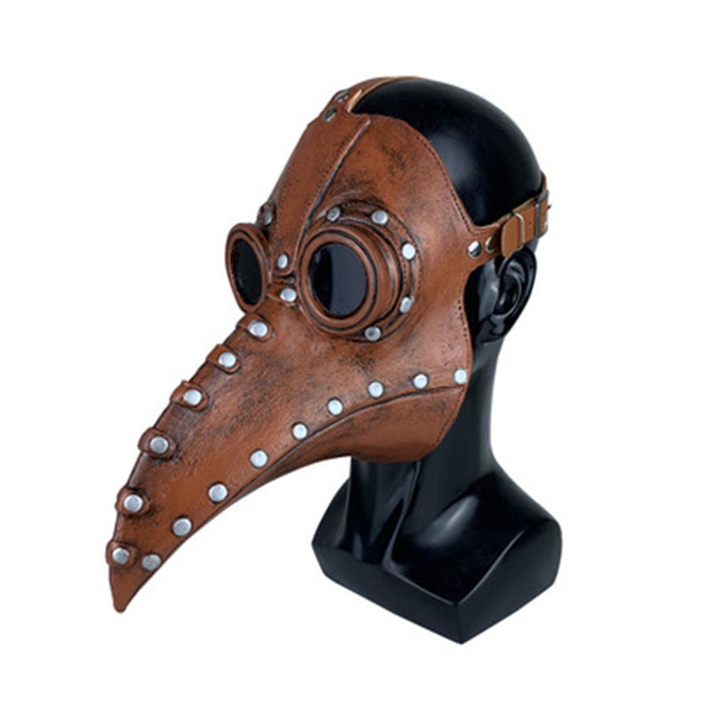 Natural Latex Plague Doctor Mask Long Nose Beak Cosplay Costume, Steampunk Bird Masks Costume Props for Masquerade Party (Black Sliver) Apparel & Accessories > Costumes & Accessories > Masks HD Brown+Sliver  