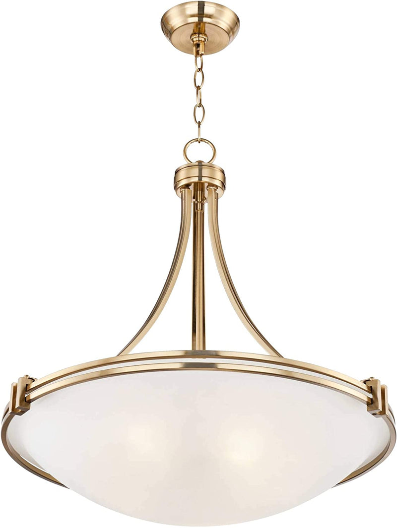 Deco Warm Brass Gold Bowl Small Pendant Chandelier Light Fixture 21 1/2" Wide Satin White Glass for Dining Room House Foyer Entryway Kitchen Bedroom Living Room High Ceilings - Possini Euro Design Home & Garden > Lighting > Lighting Fixtures Lamps Plus   