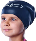 Swim Caps for Long Hair Kids - Swimming Cap for Girls Boys Kids Teens with Long Curly Hair Braids Dreadlocks - 100% Silicone Hypoallergenic Waterproof Swim Hat Sporting Goods > Outdoor Recreation > Boating & Water Sports > Swimming > Swim Caps Lahtak Black Small 