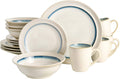 Gibson Elite Couture Bands round Reactive Glaze Stoneware Dinnerware Set, Service for Four (16Pcs), Blue and Cream Home & Garden > Kitchen & Dining > Tableware > Dinnerware Gibson Elite White and Teal  