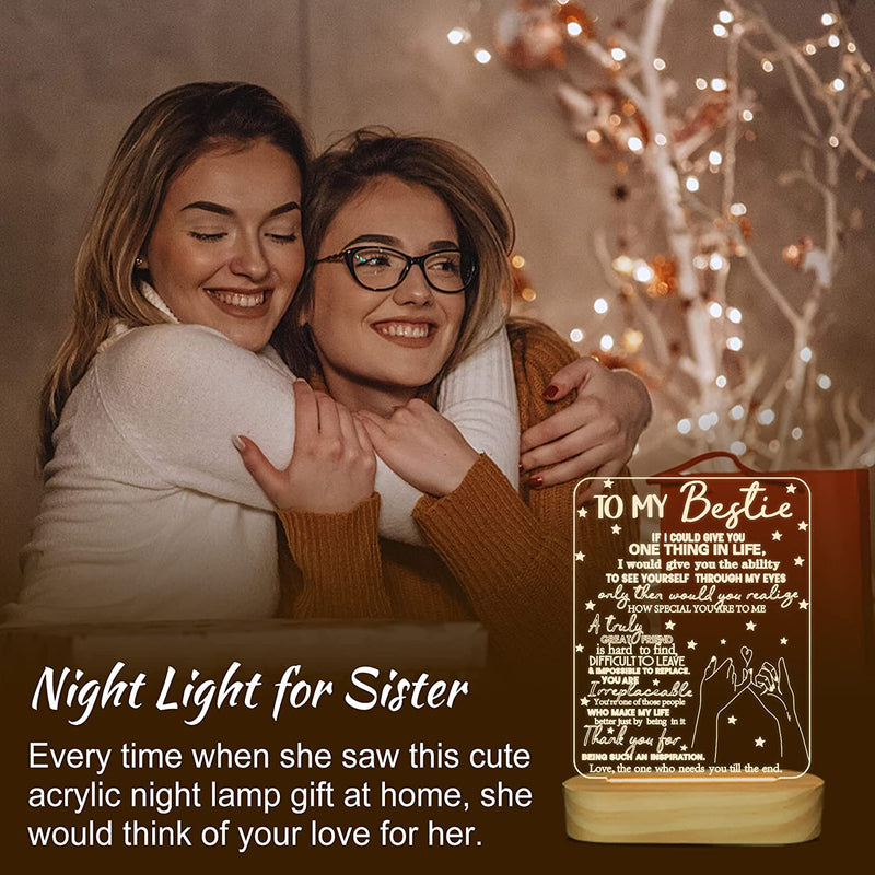 To My Bestie Gifts,3D Illusion Lamp I Love You Friends Night Light for Best Friend Sister Boys & Girls Women BFF Birthday Holiday Friendship Gift, Soft Warm White Colors LED Wooden Table Lamp Home & Garden > Lighting > Night Lights & Ambient Lighting Lightzz   