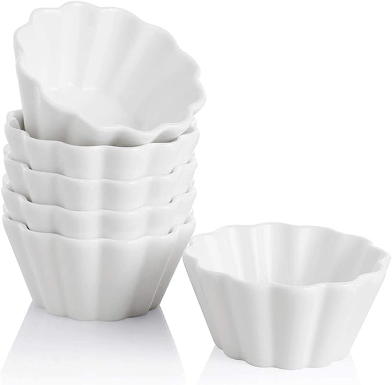 SWEEJAR Porcelain Ramekins for Creme Brulee, 4 Ounce Cupcake Baking Cups, Ceramic Souffle Dishes for Muffin, Chocolates, Truffles, Pastries, Pudding, Set of 6,(White) Home & Garden > Kitchen & Dining > Cookware & Bakeware SWEEJAR White 4 OZ 