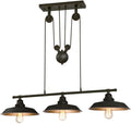Westinghouse Lighting 6129400 Iron Hill Vintage-Style Three Light Indoor Pulley Pendant, Matte Black Finish Home & Garden > Lighting > Lighting Fixtures Westinghouse Ligthing Oil Rubbed Bronze / Bronze  