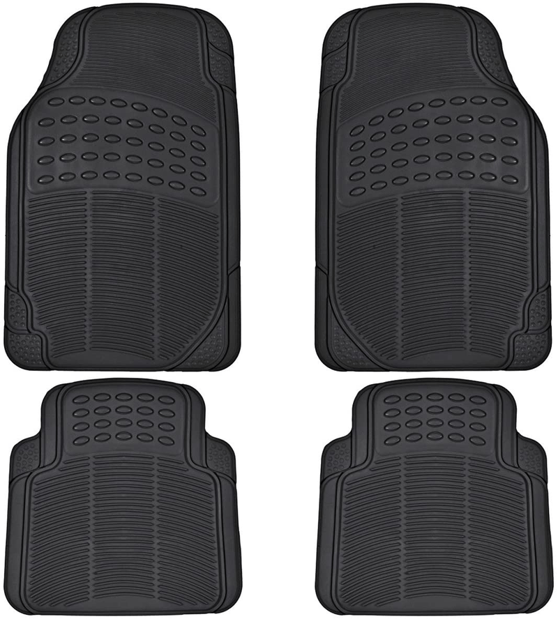 BDK All Weather Rubber Floor Mats for Car SUV & Truck - 4 Pieces Set (Front & Rear), Trimmable, Heavy Duty Protection (Black) (MT-654-BK_aces)