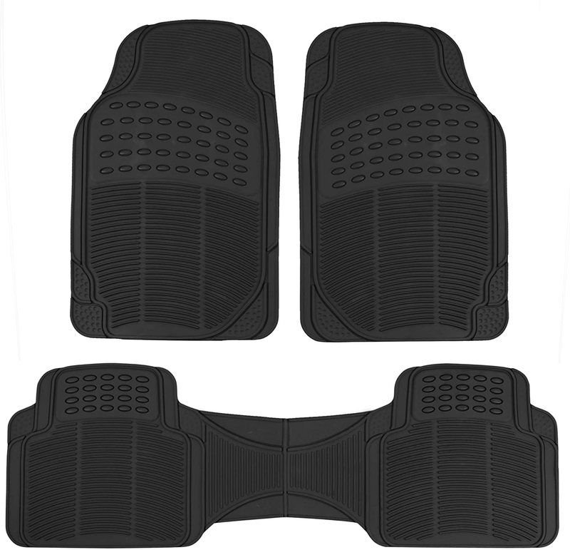 BDK Original ProLiner 3 Piece Heavy Duty Front & Rear Rubber Floor Mats for Car SUV Van & Truck, Black – All Weather Floor Protection with Universal Fit Design Vehicles & Parts > Vehicle Parts & Accessories > Motor Vehicle Parts > Motor Vehicle Seating BDK Black  