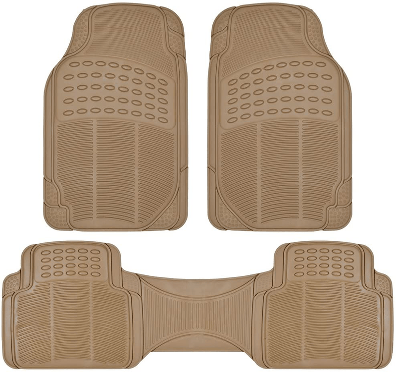BDK Original ProLiner 3 Piece Heavy Duty Front & Rear Rubber Floor Mats for Car SUV Van & Truck, Black – All Weather Floor Protection with Universal Fit Design Vehicles & Parts > Vehicle Parts & Accessories > Motor Vehicle Parts > Motor Vehicle Seating BDK Beige  