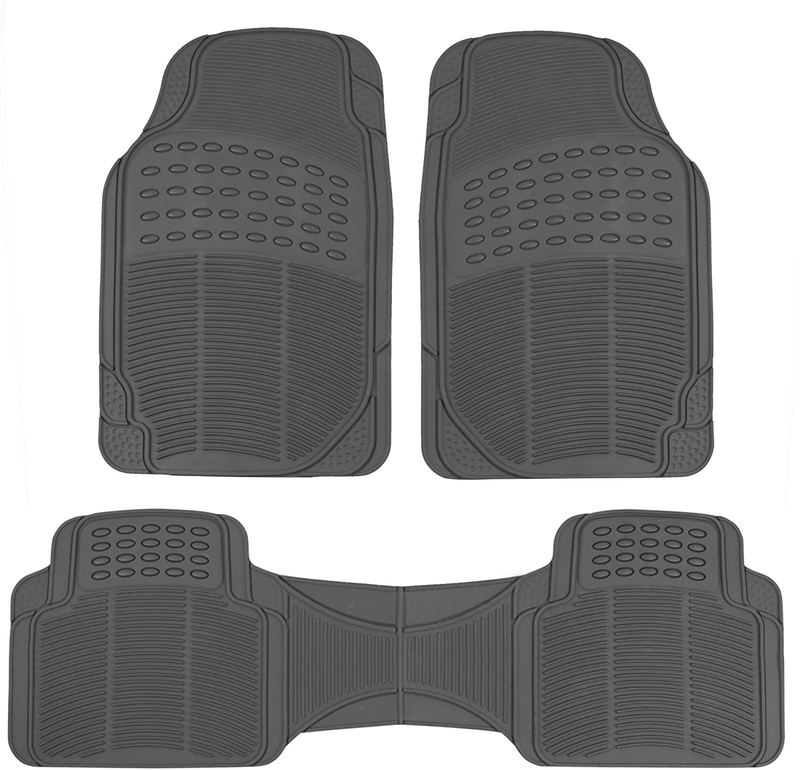 BDK Original ProLiner 3 Piece Heavy Duty Front & Rear Rubber Floor Mats for Car SUV Van & Truck, Black – All Weather Floor Protection with Universal Fit Design Vehicles & Parts > Vehicle Parts & Accessories > Motor Vehicle Parts > Motor Vehicle Seating BDK Gray  