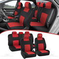 BDK PolyPro Car Seat Covers Full Set in Solid Beige – Front and Rear Split Bench Protection, Easy to Install, Universal Fit for Auto Truck Van SUV Vehicles & Parts > Vehicle Parts & Accessories > Motor Vehicle Parts > Motor Vehicle Seating BDK Red  
