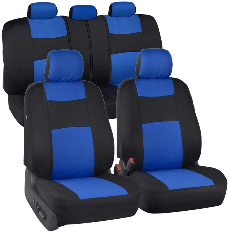 BDK PolyPro Car Seat Covers Full Set in Solid Beige – Front and Rear Split Bench Protection, Easy to Install, Universal Fit for Auto Truck Van SUV Vehicles & Parts > Vehicle Parts & Accessories > Motor Vehicle Parts > Motor Vehicle Seating BDK Blue  