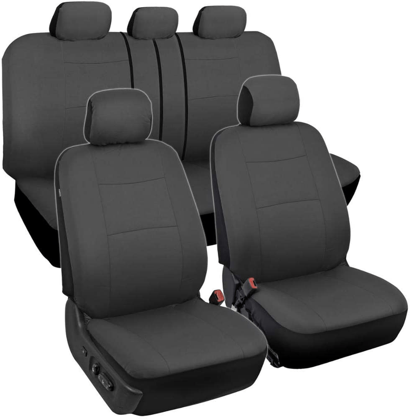 BDK PolyPro Car Seat Covers Full Set in Solid Beige – Front and Rear Split Bench Protection, Easy to Install, Universal Fit for Auto Truck Van SUV Vehicles & Parts > Vehicle Parts & Accessories > Motor Vehicle Parts > Motor Vehicle Seating BDK Solid Gray  