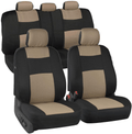 BDK PolyPro Car Seat Covers Full Set in Solid Beige – Front and Rear Split Bench Protection, Easy to Install, Universal Fit for Auto Truck Van SUV Vehicles & Parts > Vehicle Parts & Accessories > Motor Vehicle Parts > Motor Vehicle Seating BDK Beige On Black  