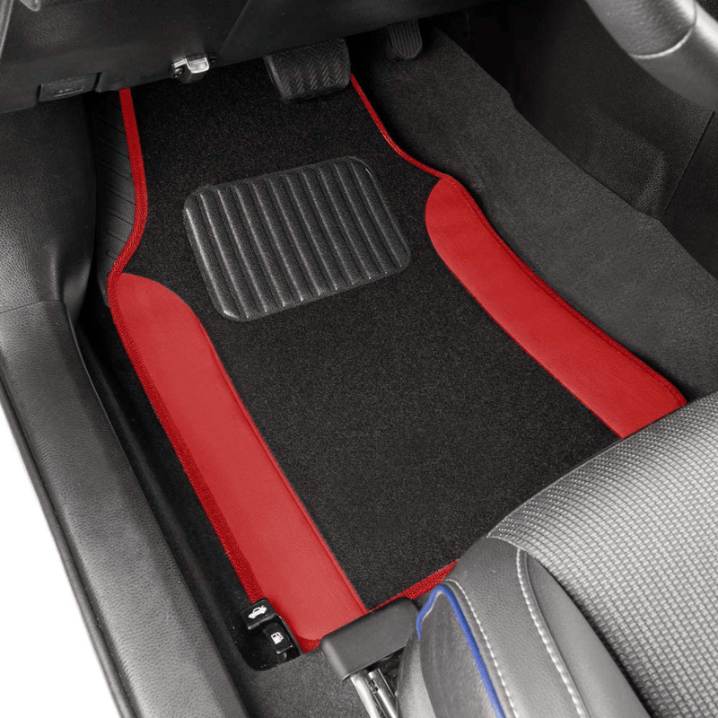 BDK Red Carpet Car Floor Mats – Two-Tone Faux Leather Automotive Floor Mats, Included Anti-Slip Features and Built-in Heel Pad, Stylish Floor Mats for Cars Truck Van SUV Vehicles & Parts > Vehicle Parts & Accessories > Motor Vehicle Parts > Motor Vehicle Seating BDK   