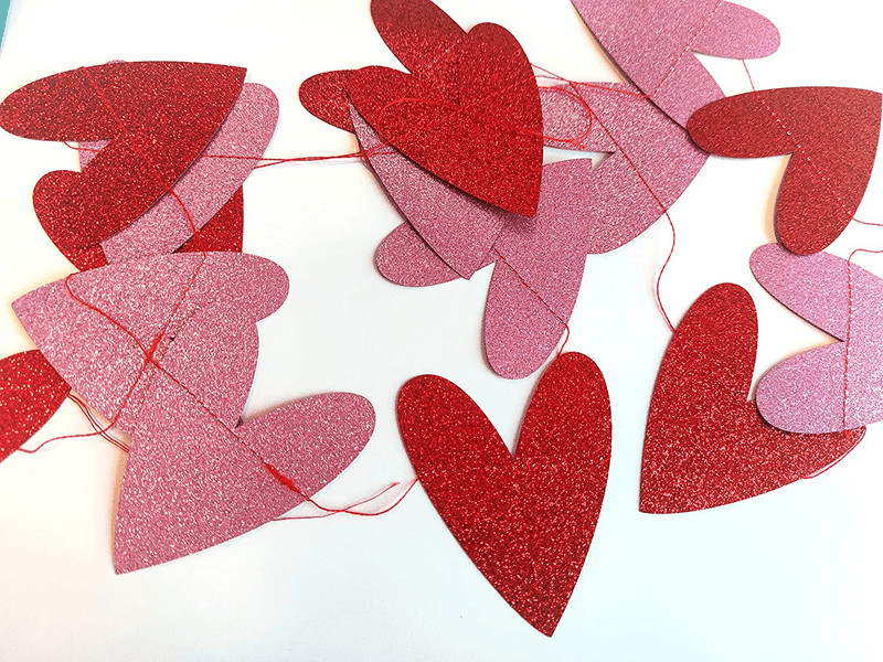 Be Mine Banner Red Glitter and 2Pcs Glitter Heart Garland, Valentines Day Decorations, Hanging Hearts, Valentines Day Garland,Heart Decorations,Valentine Decor,Conversation Hearts Decorations,Valentines Decorations for Office Home Mantle Fireplace