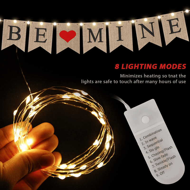 Be Mine Burlap Banner Lighted Valentine'S Day Linen Banner Be Mine Linen Garland Valentine'S Day Photo Props Proposal Sign Decorations and Warm White Copper Wire Lights with 8 Flashing Patterns Arts & Entertainment > Party & Celebration > Party Supplies Mudder   