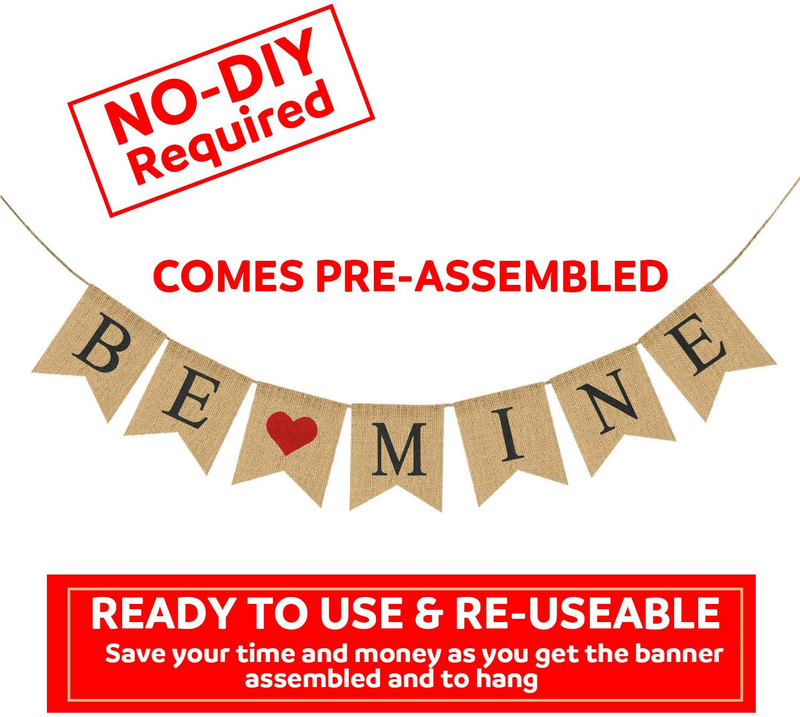 BE Mine Burlap Banner | Valentine'S Day Decorations | Valentine'S Day Banner | Be Mine Bunting Garland | Valentines Photo Props | Valentines Decor Arts & Entertainment > Party & Celebration > Party Supplies Partyprops   