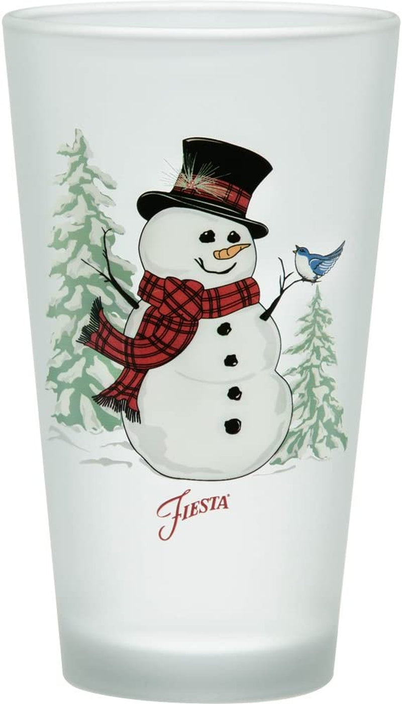 Officially Licensed Fiesta Snowman Frosted Glass Set of 4 (Cooler, 16-Ounce) Home & Garden > Kitchen & Dining > Tableware > Drinkware Culver   