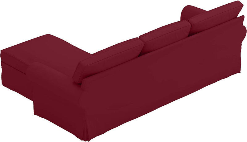 Sofa Cover Only! Dense Cotton Ektorp Loveseat ( 2 Seater) with Chaise Lounge Cover Replacement Is Made Compatible for IKEA Ektorp Sectional 3 Seat ( Three ) Sofa Slipcover. Cover Only! (Wine Red) Home & Garden > Decor > Chair & Sofa Cushions Custom Slipcover Replacement   