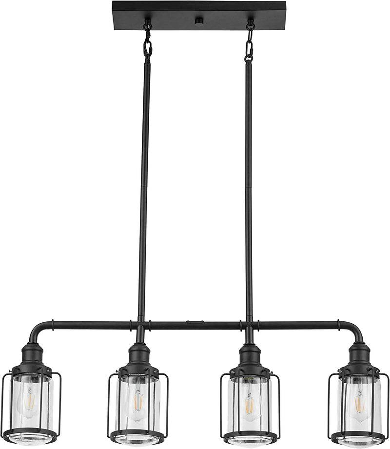 Prominence Home Lincoln Woods 1 Light Matte Black Industrial Pendant Light with Cage and Clear Glass