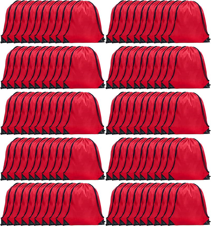 Drawstring Backpack Bulk, 100 Pcs Draw String Bags Cinch Bag Drawstring Gym Bag Sackpack Drawstring Bags for Kids Women Men, Blue Home & Garden > Household Supplies > Storage & Organization GoodtoU Red 100 