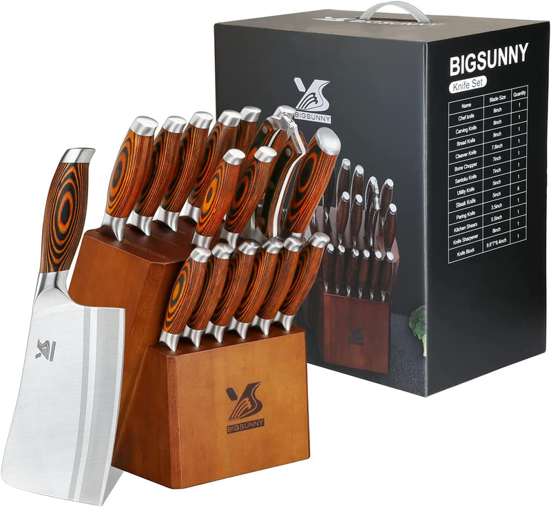 MSY BIGSUNNY Knife Block Set 17-Piece Knife Set with Wooden Block - German Steel Perfect Cutlery Set Gift Home & Garden > Kitchen & Dining > Kitchen Tools & Utensils > Kitchen Knives MSY BIGSUNNY Block Knives Set 17pcs  