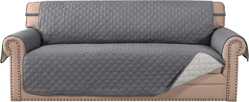 Meillemaison Sofa Slipcovers Reversible Quilted Chair Cover Water Resistant Furniture Protector with Elastic Straps for Pets/ Kids/ Dog(Chair, Black/Grey) (MMCLKSFD01C6) Home & Garden > Decor > Chair & Sofa Cushions MeilleMaison Grey/Beige Oversized Sofa 