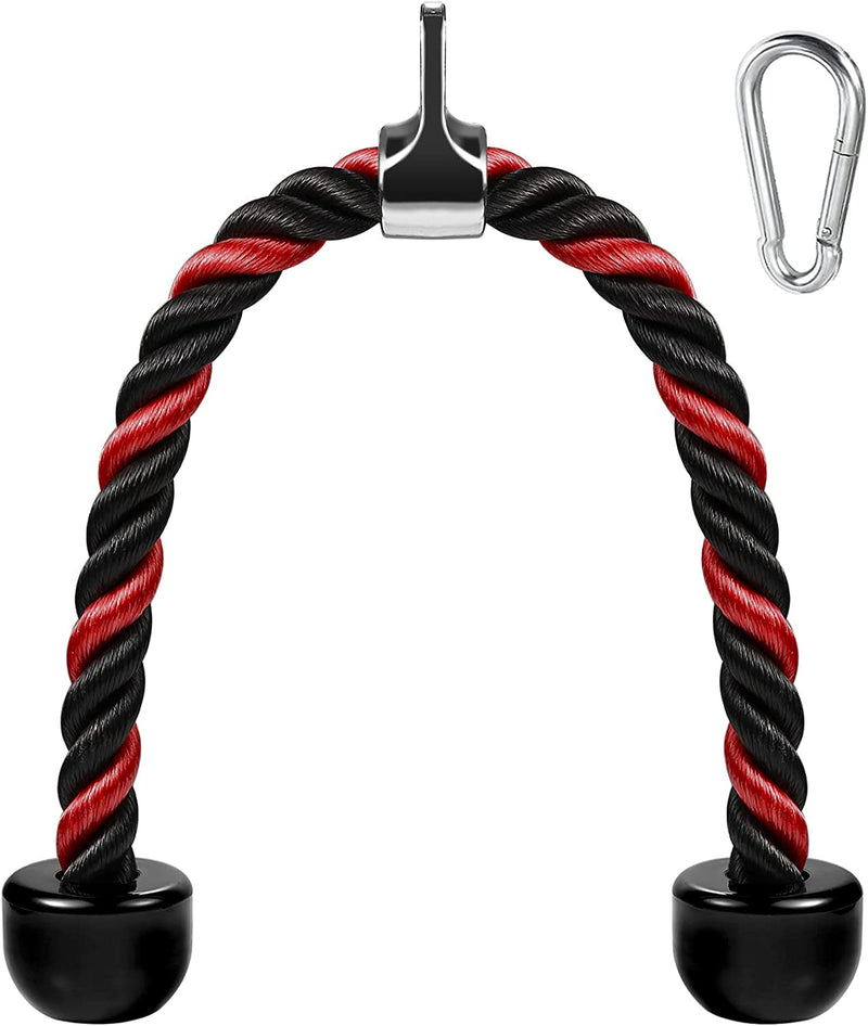AWEFRANK Deluxe Tricep Rope Pull down Cable, 27 & 36 Inch Rope Length, Easy to Grip & Non-Slip Cable Attachment for Gym Workout Exercise Sporting Goods > Outdoor Recreation > Fishing > Fishing Rods AWEFRANK Red&Black-27''  