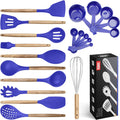 Kitchen Utensils Set, 21 Wood and Silicone Cooking Utensil Set, Non-Stick and Heat Resistant Kitchen Utensil Set, Kitchen Tools Home & Garden > Kitchen & Dining > Kitchen Tools & Utensils Kaluns Blue  