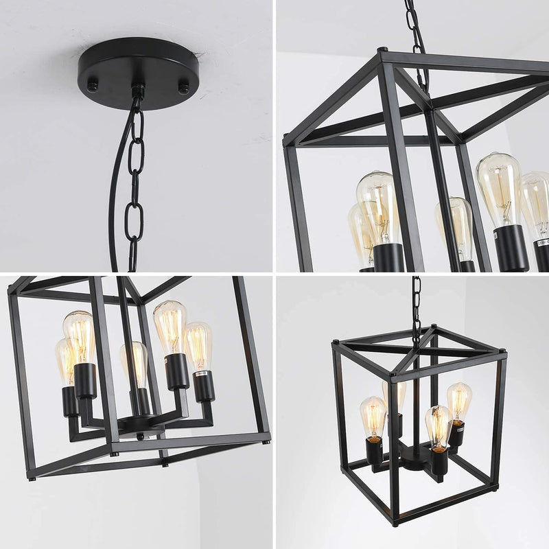 Lanhall 4-Light Farmhouse Chandelier Fixture Rustic Industrial Pendant Lighting Adjustable Height Metal Cage E26 Hanging Lights for Kitchen Island, Dining Room, Living Room, Bedroom, Foyer, Entry Home & Garden > Lighting > Lighting Fixtures > Chandeliers Foshan City Nanhai Tengxiang Wire & Cable Co Ltd   