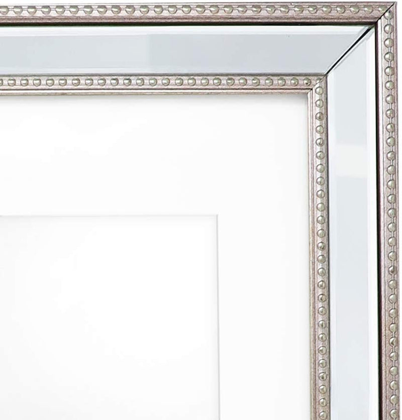 Isaac Jacobs 11X14 (8X10 Mat) Champagne Mirror Bead Picture Frame - Classic Mirrored Frame with Dotted Border Made for Wall Display, Photo Gallery and Wall Art (11X14 (8X10 Mat), Champagne) Home & Garden > Decor > Picture Frames Isaac Jacobs International   