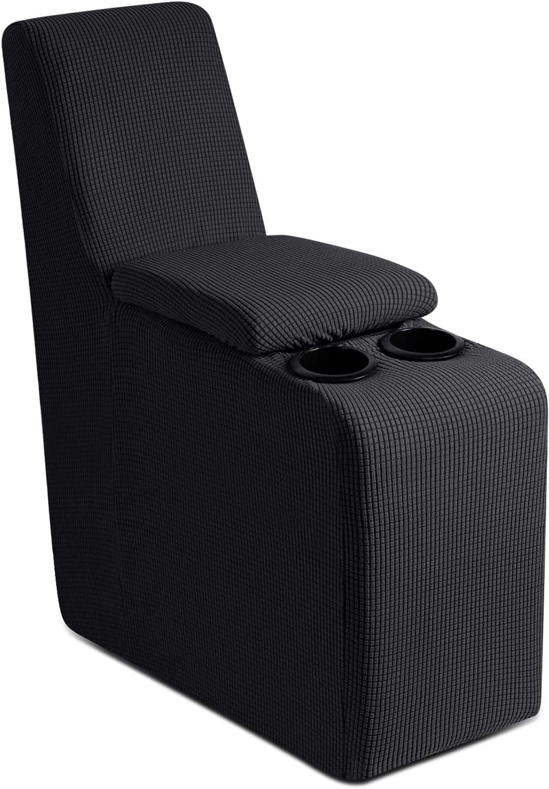 Recliner Loveseat Cover with Middle Console Sofa Slipcover, Stretch Reclining Sofa Covers for 2 Seat Reclining Couch, Jacquard Pattern Soft Loveseat Slipcover Furniture Protector, Black Home & Garden > Decor > Chair & Sofa Cushions TAOCOCO Black Middle Console Cover 