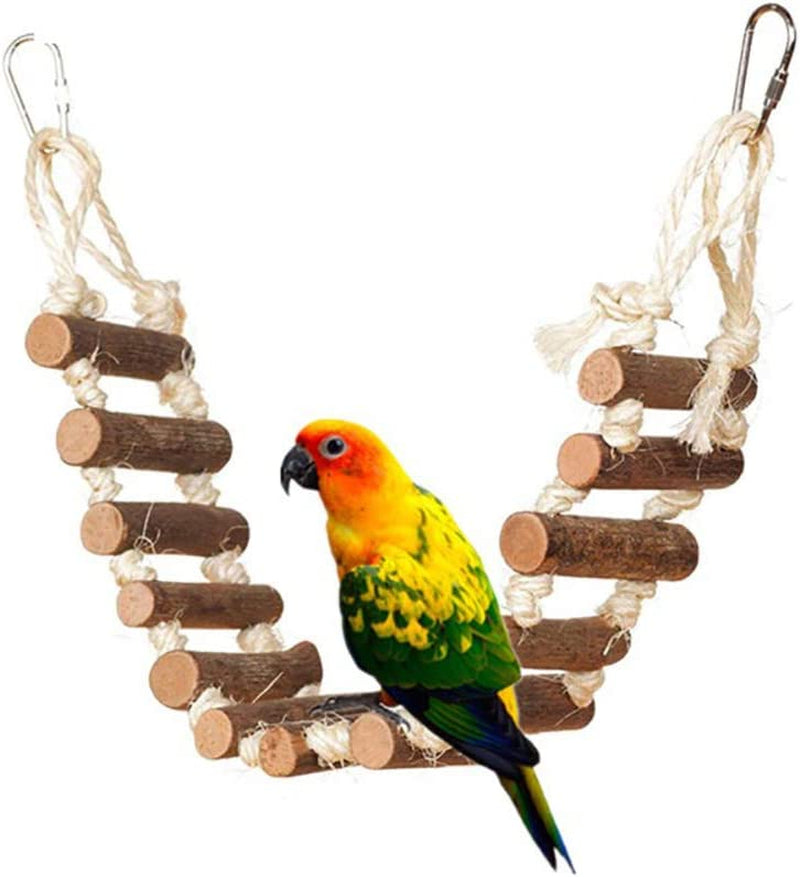 PINVNBY Rope Step Ladder Bridge Bird Toy Cage Hammock Swing Toys for Parrot Parakeet Budgie Cockatiel Pack of 2