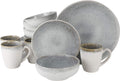 Gibson Elite Couture Bands round Reactive Glaze Stoneware Dinnerware Set, Service for Four (16Pcs), Blue and Cream Home & Garden > Kitchen & Dining > Tableware > Dinnerware Gibson Elite White  