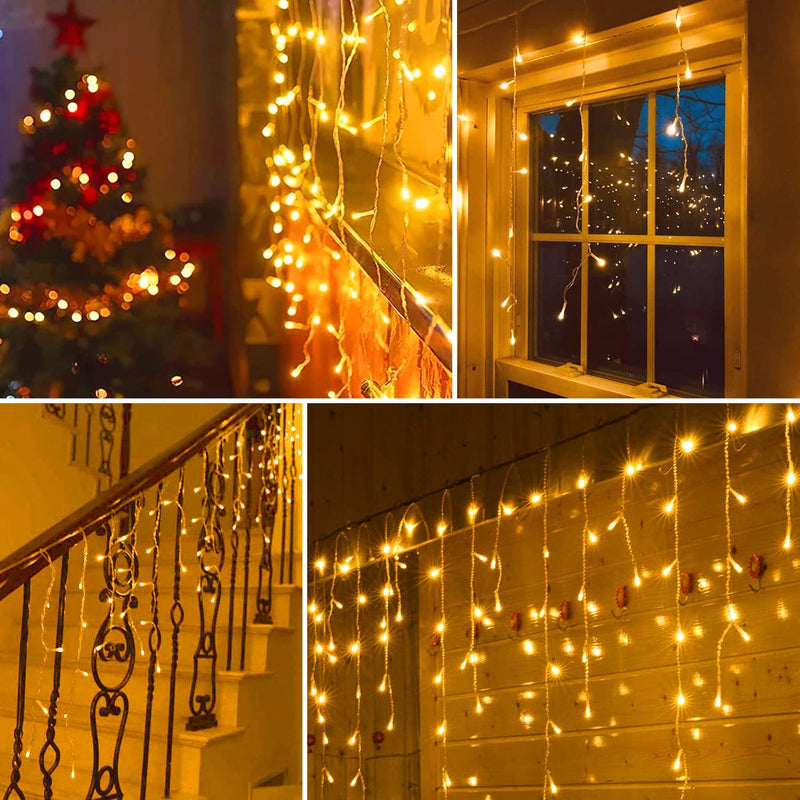 Blingstar Icicle Lights Christmas Lights Outdoor 49.2Ft 440 LED Extendable Dripping Lights 8 Mode Warm White Icecycle String Lights Cascade for Indoor outside Xmas Holiday House Decor, Clear Wire  CHANGZHOU JUTAI ELECTRONIC CO.,LTD   
