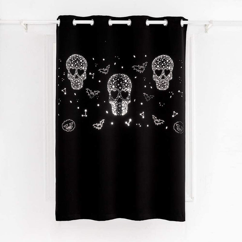MANGATA CASA Halloween Blackout Curtains 63Inch Long 2 Panels Set with Skull for Bedroom-Goth Black Drapes for Living Room-Cutout Window Curtain Panels(Black 52X63In) Home & Garden > Decor > Window Treatments > Curtains & Drapes MANGATA CASA   