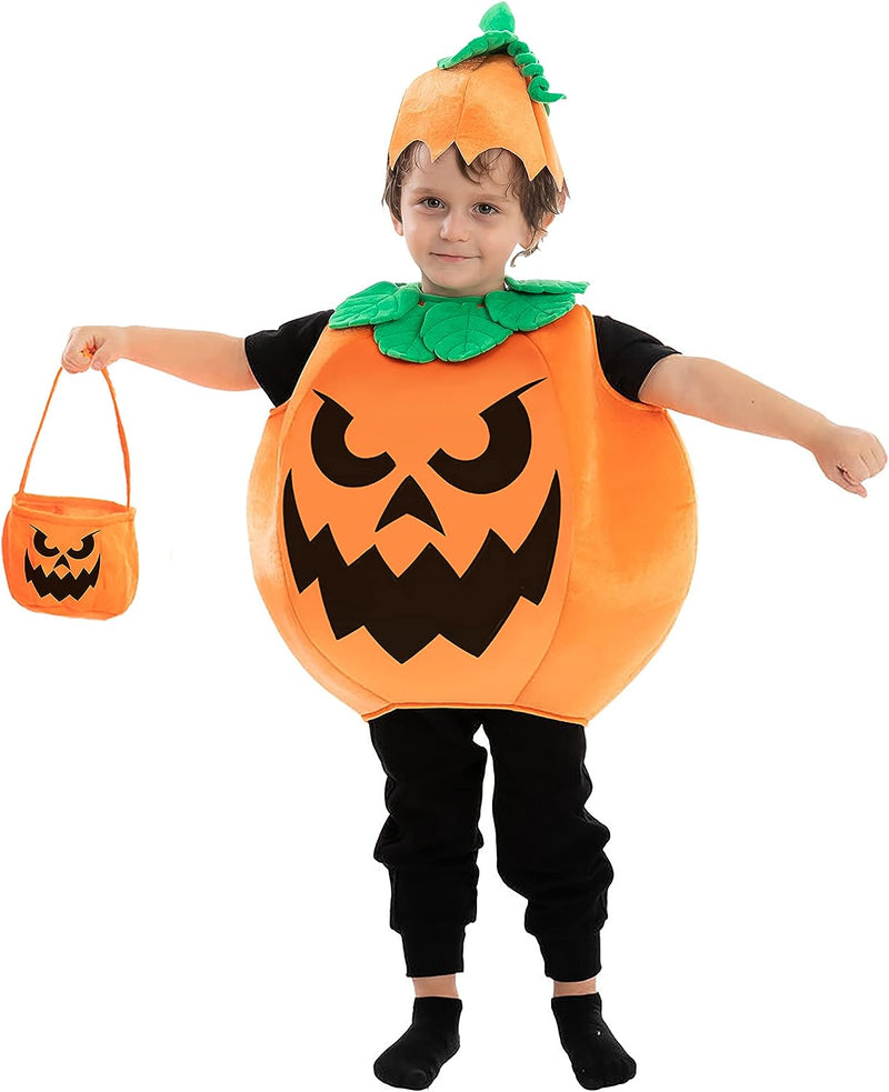 Spooktacular Creations Child Unisex Wicked Pumpkin Costume with Basket for Kids Halloween Dress Up, Pumpkin Themed Party  Spooktacular Creations   