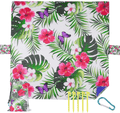 Beach Accessories Camping Blanket for Vacation - Necessities Stuff Blankets Picnic Mat Waterproof Sandproof Oversized Lightweight Compact Extra Large 79"×79" Washable with Anchors Stakes Zipper Home & Garden > Lawn & Garden > Outdoor Living > Outdoor Blankets > Picnic Blankets TwoYek Flowers Summer 79"×79" 
