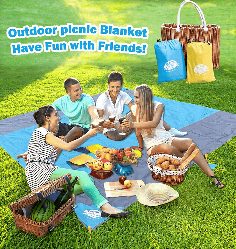Beach Blanket, 108''x95'' Camping Blanket for 7-8 Persons, Sand Proof Picnic Blanket W/Bag Portable, Oversized Blanket Waterproof Mat for Camping Hiking Picnic & Outdoors Activities Home & Garden > Lawn & Garden > Outdoor Living > Outdoor Blankets > Picnic Blankets FLORVIV   
