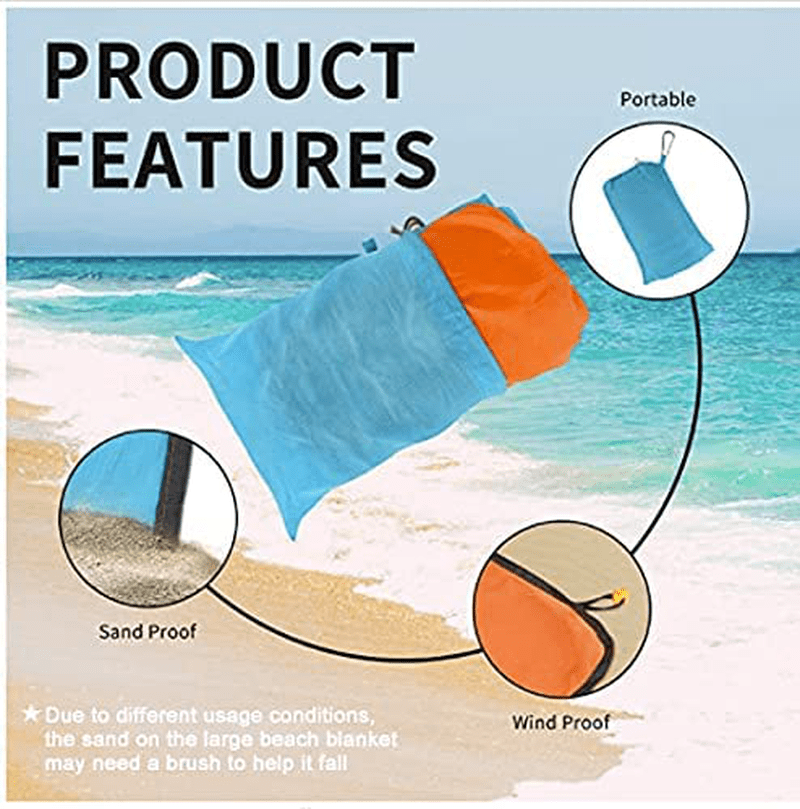Beach Blanket, 110"x118"Extra Large Beach Mat Oversized Sandproof Beach Blanket for 7-9 Adults, Outdoor Sandless Picnic Blanket Lightweight Big Size Camping Blankets for Vacation Picnic Hiking Home & Garden > Lawn & Garden > Outdoor Living > Outdoor Blankets > Picnic Blankets Nowehomiy   