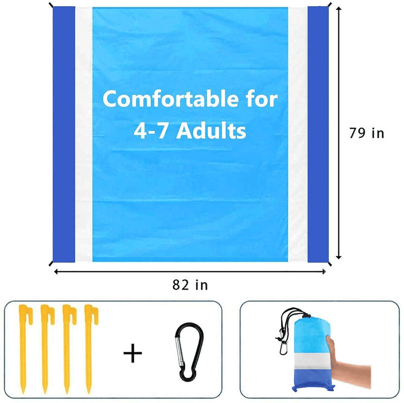 Beach Blanket, 79''×83'' Picnic Blankets Waterproof Sandproof for 4-7 Adults, Oversized Lightweight Beach Mat, Portable Outdoor Picnic Mat, Sand Proof Mat for Travel, Camping, Hiking, Packable w/Bag Home & Garden > Lawn & Garden > Outdoor Living > Outdoor Blankets > Picnic Blankets Yuly.co   