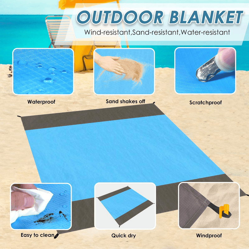 Beach Blanket, 85"x79" Sandproof Waterproof Beach Mat for 4-7 Adults, Oversized Portable Picnic Mat, Outdoor Blanket for Travel, Camping, Hiking Home & Garden > Lawn & Garden > Outdoor Living > Outdoor Blankets > Picnic Blankets KodaQo   