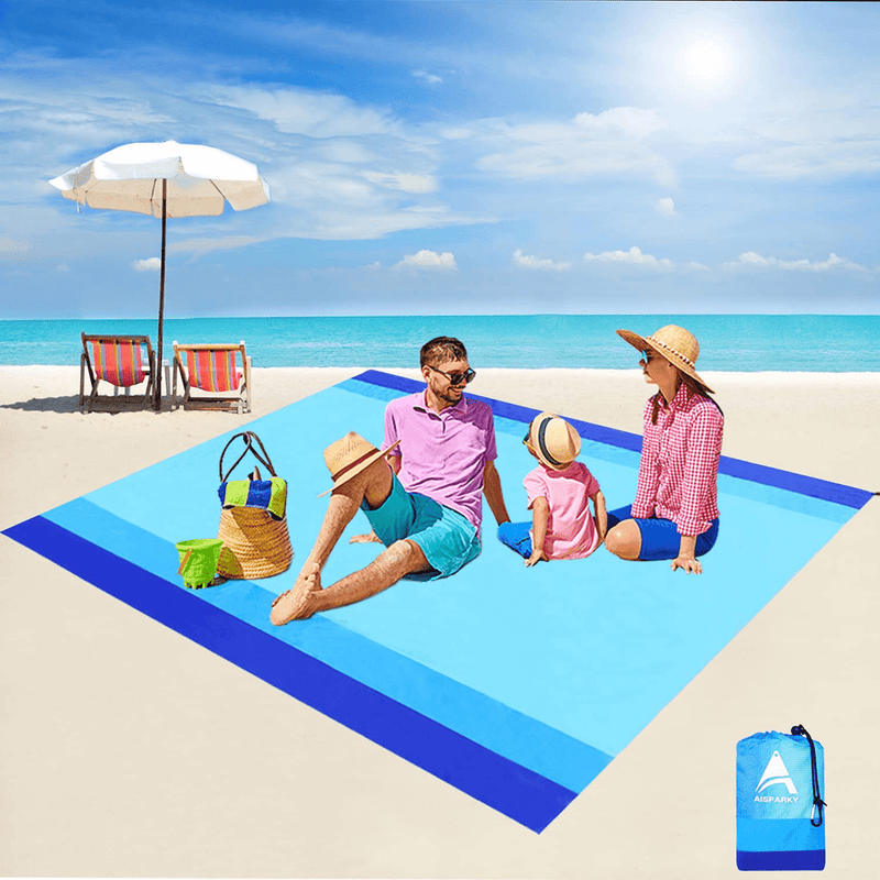 Beach Blanket, Beach Mat Outdoor Picnic Blanket Compact for 4-7 Persons Water Proof and Quick Drying Beach Mat Mady by Premium Nylon Pocket Picnic Sheet for Outdoor Travel ( 78" X 81") Home & Garden > Lawn & Garden > Outdoor Living > Outdoor Blankets > Picnic Blankets Golden Store-US Blue  