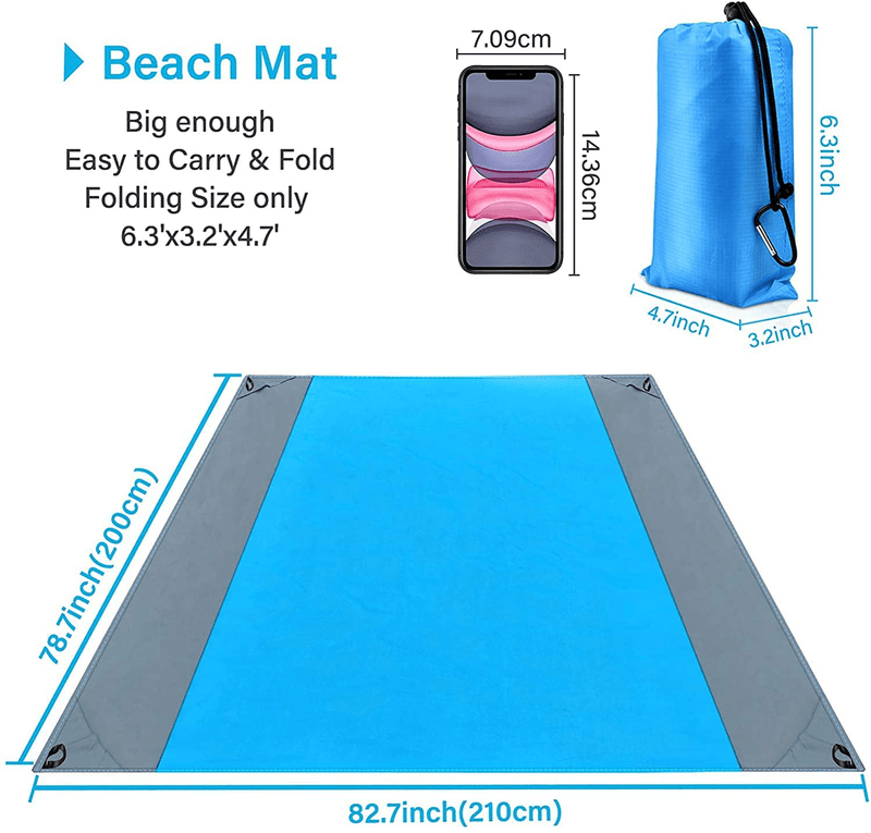 Beach Blanket, Picnic Blankets Sand Free 79''×83'' Oversized Beach Mat for 4-7 Adults, Lightweight Outdoor Blanket for Travel, Camping, Hiking (83''×79'') Home & Garden > Lawn & Garden > Outdoor Living > Outdoor Blankets > Picnic Blankets ANTOBAG   
