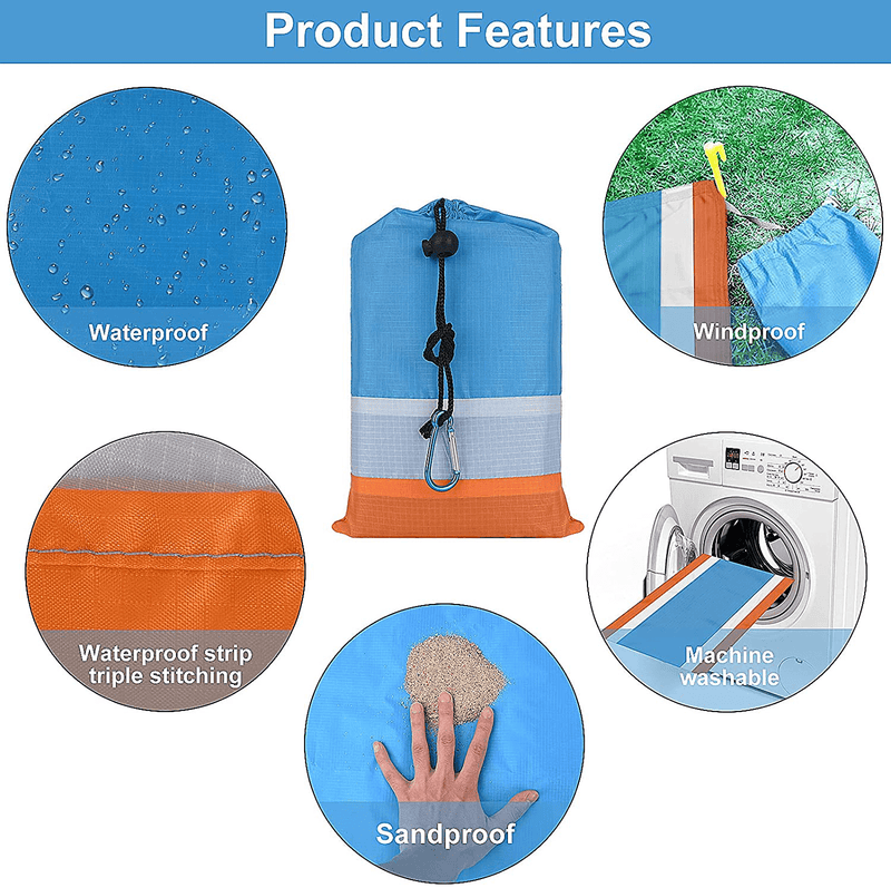 Beach Blanket,Picnic Blankets Waterproof Sandproof Beach Mat for 4-7 Adults,Oversized Lightweight Outdoor Blankets for Travel, Camping, Hiking. Home & Garden > Lawn & Garden > Outdoor Living > Outdoor Blankets > Picnic Blankets BBXTYLY   