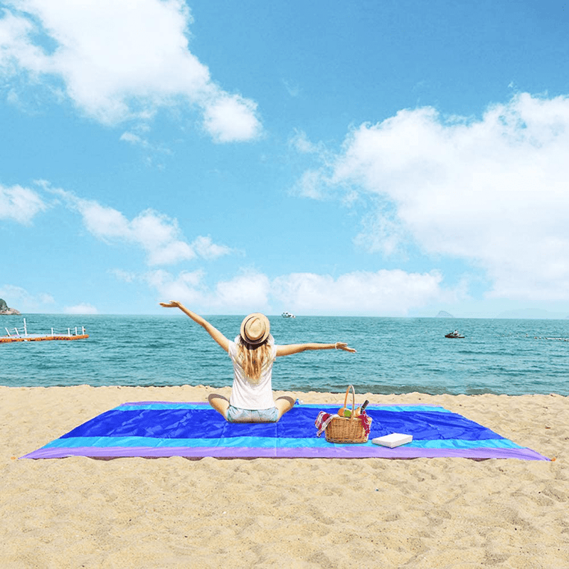 Beach Blanket Sandfree and Waterproof, Extra Large Oversized 10'X9' Outdoor Family Beach Mat for 7 Adults, Soft Quick Drying Picnic Blanket for Travel, Camping, Festival - Come with 4 Stakes and Pouch Home & Garden > Lawn & Garden > Outdoor Living > Outdoor Blankets > Picnic Blankets Freeasy   