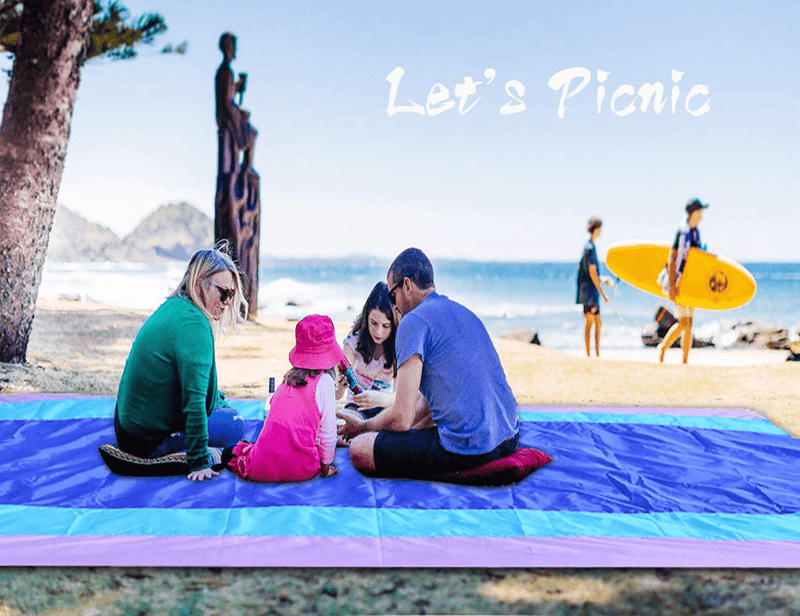 Beach Blanket Sandfree and Waterproof, Extra Large Oversized 10'X9' Outdoor Family Beach Mat for 7 Adults, Soft Quick Drying Picnic Blanket for Travel, Camping, Festival - Come with 4 Stakes and Pouch Home & Garden > Lawn & Garden > Outdoor Living > Outdoor Blankets > Picnic Blankets Freeasy   