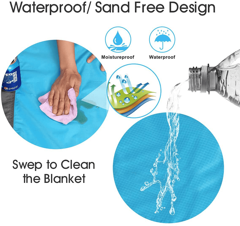 Beach Blanket Sandproof, 79''×83'' Waterproof Beach Mat for 5-6 Adults, Quick Drying Picnic Blankets with 4 Stakes and 4 Corner Pockets, Outdoor Blanket for Travel, Camping, Hiking, Packable w/Bag Home & Garden > Lawn & Garden > Outdoor Living > Outdoor Blankets > Picnic Blankets BooMood   