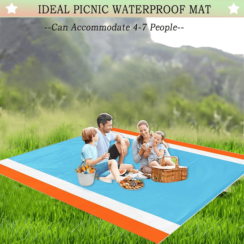 Beach Blanket Sandproof Beach Mat Sand Free Waterproof Oversized 79"X83" for 4-7 Adults Beach Blankets Outdoor Picnic Blankets Mat Waterproof Foldable for Travel Camping Hiking (Orange) Home & Garden > Lawn & Garden > Outdoor Living > Outdoor Blankets > Picnic Blankets AAWJSDM   